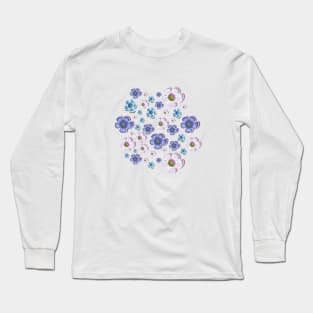 Pretty Retro powder blue floral Long Sleeve T-Shirt